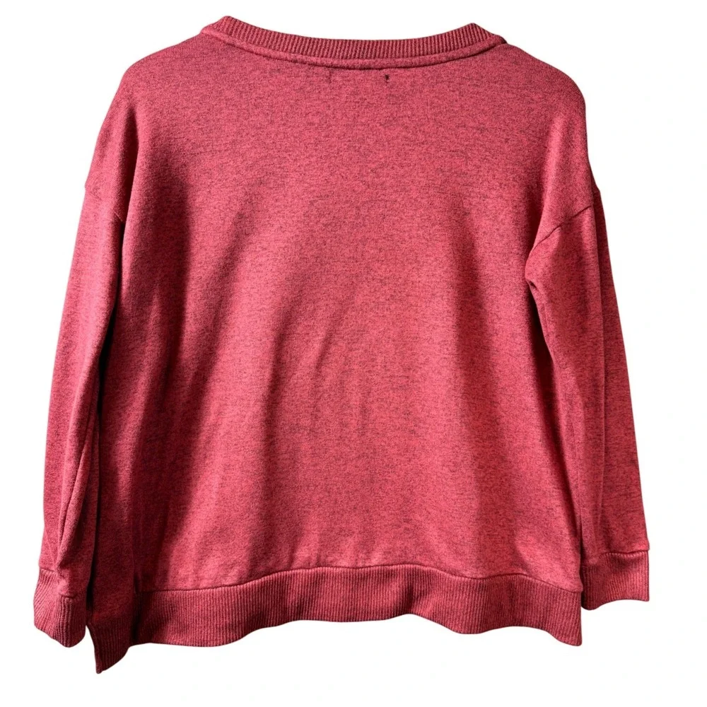 Donna Karan Sleepwear‎ Women's Red Marled Knit Crewneck Sweatshirt Size S